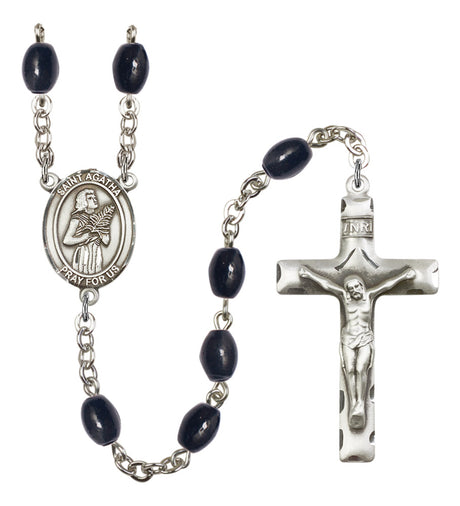 St. Agatha Silver Plated Rosary for Men