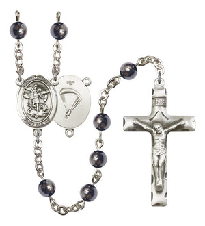 St. Michael Paratrooper Silver Plated Rosary for Men