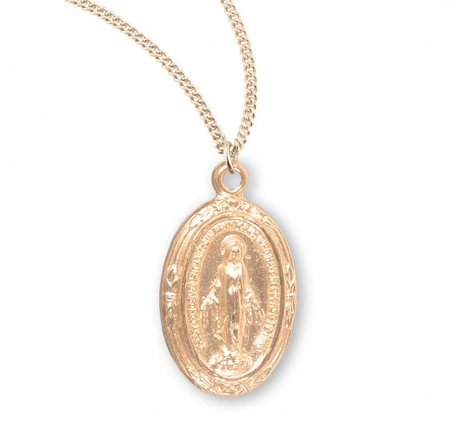 Petite Oval Miraculous Medal with 18" Chain