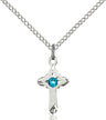 Child's Pointed Edge Cross Pendant with Birthstone Options