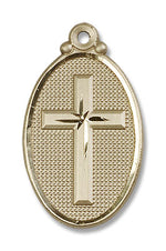 Raised Cross on Oval Pendant