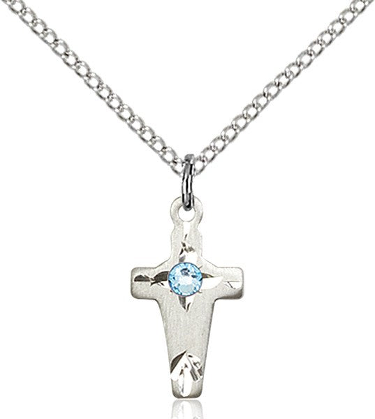 Square Edge Child's Cross Pendant with Birthstone Options