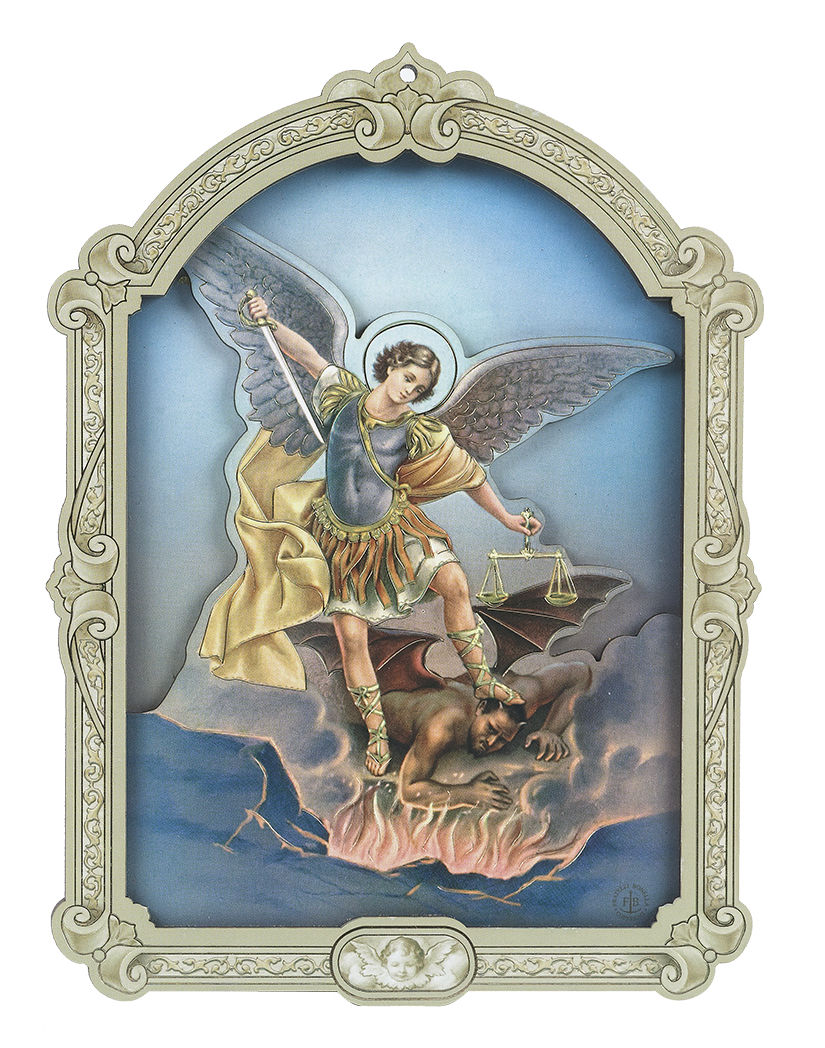 St. Michael 6.5x9 Dimensional Wood Plaque