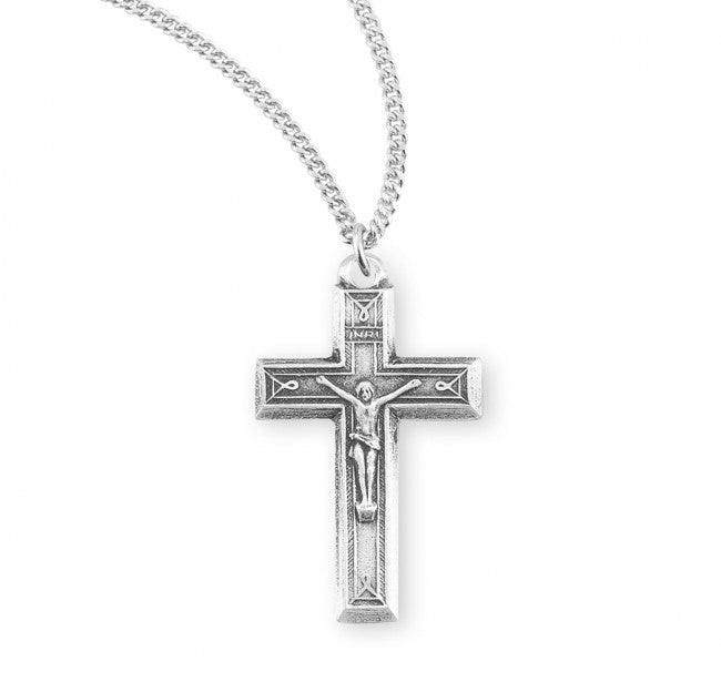 Beveled Edge Ribbon Edge Crucifix Necklace for Women