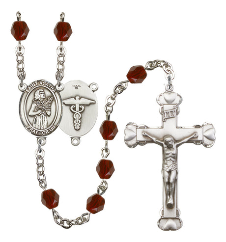 St. Agatha Nurse Birthstone Rosary for Women