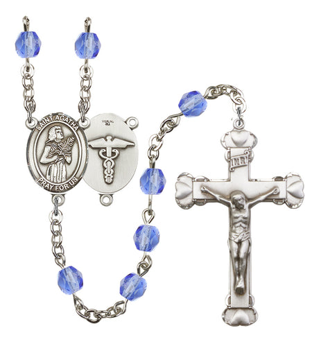 St. Agatha Nurse Birthstone Rosary for Women