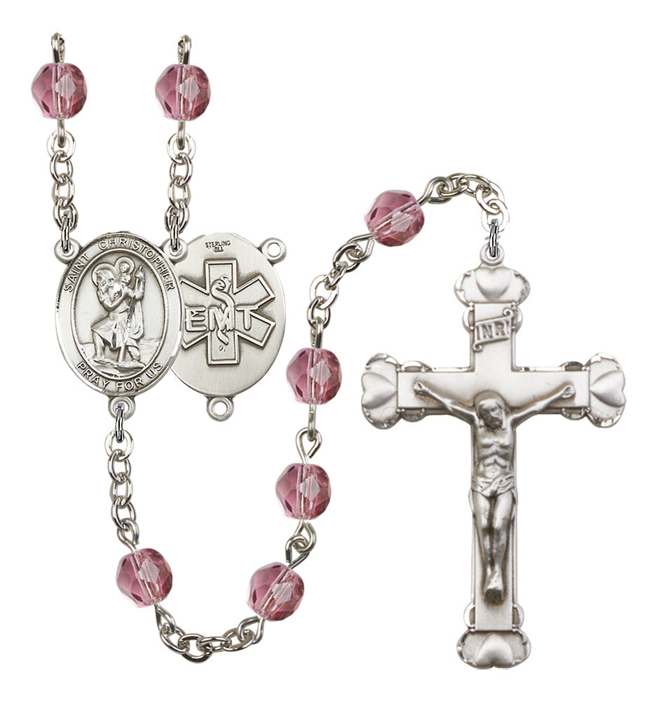 St. Christopher EMT Birthstone Rosary for Women