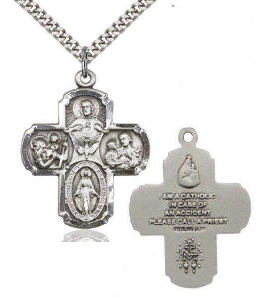 Vintage Sterling Four Way Cross Religious Medal Spiritual Stunning † Collectible Vintage